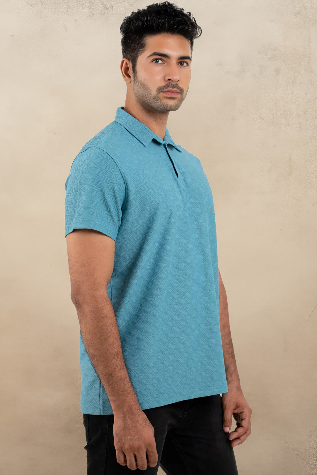 man wearing blue tshirt Front View